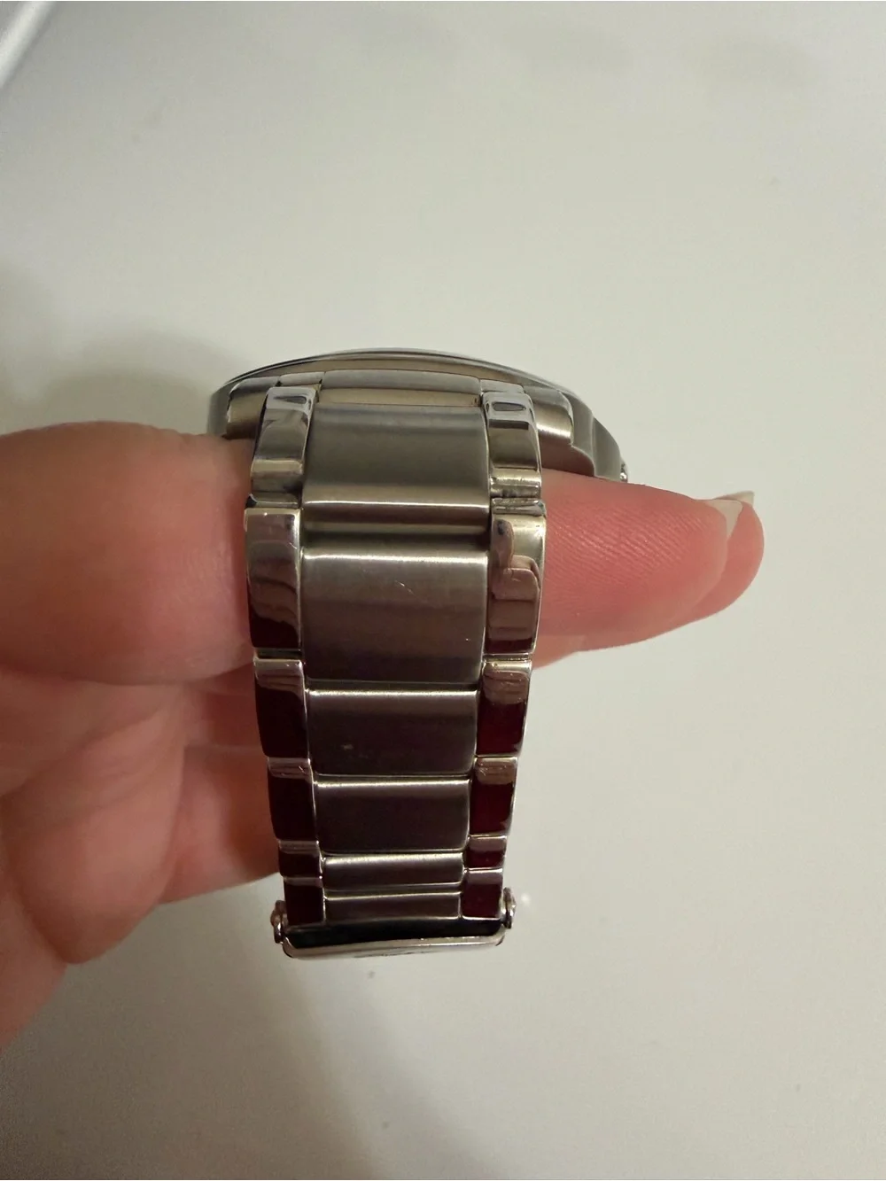 Lacoste Silver Stainless Steel Watch with Black Dial and Red Accents